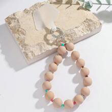 1pc New Macaroon Color Acrylic Bead Lanyard Wrist Strap, Short Wrist Strap Phone Hanging Rope Shockproof Wristlet For Phone Case