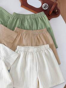 3 件套幼儿男童夏季 V 领纽扣口袋短袖 T 恤休闲套装 - 彩色 - 查看 5