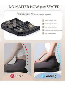 Thicker Gel Seat Cushion, Seat Cushion For Office Chair Big, Gel Chair Cushion, Gel Cushion For Wheelchair Soft, Gel Car Seat Cushion Breathable, Seat Cushion For Hip Pain For Long Sitting (Black) - Black - View 3