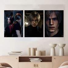1 pièce Affiches artistiques murales avec cadre en option Résident Evil 4 Remake Ace Agent Leon et Wong Imprimé HD Rétro Œuvre murale, Convient pour le salon, la chambre de garçon, décoration de la maison canevas Pop-Up.