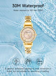 Anne Klein Gold Watches For Women With Gold-Tone Hands And Roman Numerals,Women's Bracelet Watch,AK/2158BHGB