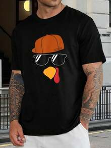 Camiseta divertida de Acción de Gracias con diseño de pavo - Camiseta gráfica genial para hombres y mujeres - Regalo perfecto para las fiestas - Ropa festiva de otoño - Conjunto para fiestas de Acción de Gracias - Regalo para marido - Negro - Ver 1