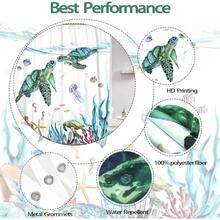 New Fowocu Sea Turtle Stall Shower Curtain Teal Blue Ocean Waterproof Fabric Shower Curtains For Bathroom  Funny Animal Octopus Starfish Anchor Fish Nautical Bath Curtain Dr (Teal, 36''*72'') - 藍綠色 36 英吋寬 x 72 英吋長(1 包) - 查看 6