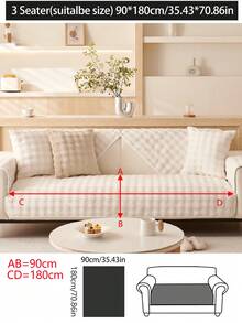 1pc Thick Plush Sofa Cushion Cover, Non-Slip Sofa Protector, Dust-Proof And Dirt-Resistant, Machine Washable, Pet-Friendly, Suitable For All Seasons, Fits 1-4 Seat Sofas, Bedroom, Office, Living Room - White - View 22