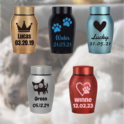 1 st personlig husdjursurna med tråddesign på toppen, hundurna i rostfritt stål, katturna, anpassat namn, husdjursurna för hundar, aska, lämplig för liten, medelstor, stor