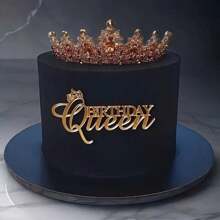 1 pièce Élégant Couronne d'or Cake Topper avec design "Birthday Queen", strass scintillants, parfait pour les célébrations d'anniversaire de dame, en matériau acrylique, sans alimentation électrique, décoration de gâteau de fête | Décoration de gâteau élégante | Décoration de strass, Cake Topper