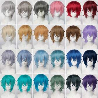 Unisex Cosplay Short Wig With Bangs Heat-Resistant Synthetic Hair Wig Pixie Cut Cosplay Wigs For Men