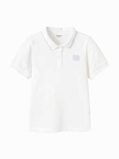 Balabala Children's Short Sleeve Girls' T-Shirt Summer Big Tween Girl Polo Shirt Casual Top Cool Antibacterial