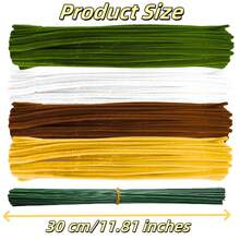 200/400 件 DIY 工艺品管道清洁器,4 种颜色,黄色系列,黄色管道清洁器雪尼尔杆,黄色管道清洁器散装 - 蓬松工艺管道清洁器,适用于艺术和工艺品,非常适合制作花朵、动物和装饰品,管道清洁器套装,适用于 DIY 艺术工艺品装饰品 - 彩色 - 查看 3