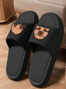 New Style Capybara Water Deer Black Japanese Striped Cartoon Design, Men's All Season Indoor/Outdoor Slippers For Home, Bathroom, Beach, Made Of EVA Anti-Slip Anti-Odor Antibacterial Breathable Soft Comfortable, Unisex Fashionable Casual Slides