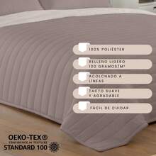 Naturals - 双面双色 Bouti 被子 - 超柔软超细纤维 - ✅ 2-5 天发货 - 100 克填充物（床 90/105 - 135/150 - 180） - 带线条的绗缝床罩 - 春夏季节的理想选择 - 西班牙制造 - 鼴鼠/石頭 - 查看 4