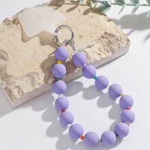 1pc New Macaroon Color Acrylic Bead Lanyard Wrist Strap, Short Wrist Strap Phone Hanging Rope Shockproof Wristlet For Phone Case