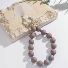 1pc New Macaroon Color Acrylic Bead Lanyard Wrist Strap, Short Wrist Strap Phone Hanging Rope Shockproof Wristlet For Phone Case