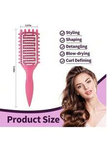 Lược tạo kiểu tóc xoăn, Lược tạo kiểu tóc xoăn mới năm 2025 dành cho tóc xoăn, hoàn hảo để gỡ rối, tạo kiểu và làm xoăn tự nhiên cho cả nam và nữ - Nhiều màu - Xem 3