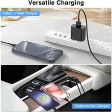 1~3 条 USB A 转 USB C 快速充电线，3 英尺/6 英尺长车载充电器 Type C 线，兼容 17 16 15 Pro/Pro Max/Plus，兼容三星 Galaxy S25 S24 S23 S22 S21 S20 S10 A55 A54 翻盖手机 - 黑色 - 查看 6