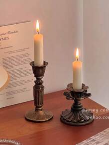 1PC French Classical Aromatherapy Candle Retro Resin Imitation Copper Candlestick Base - Suitable For Living Room, Bedroom, Desktop, Dining Table, Office, TV Cabinet, Shelf, Best Gift For Housewarming
