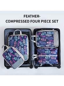 4Pcs/Set High-Quality Print Compression Storage Bag Set, Travel Business Trip Luggage Clothes Organizer Underwear Clothes Organizing Storage Bag - Multicolor - View 16