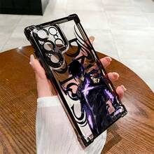 Funda de teléfono con temática de anime adecuada para Galaxy S25 S24 S23 S22 S21 FE Ultra Plus, teléfono 16/15/14/13/12 Pro Max 16 Plus con una cubierta trasera suave transparente a prueba de golpes para 4G y 5G. - Negro - Ver 4