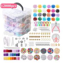 1 Set 4-Layer Grid Style Multi-Element Beaded Jewelry Casual Style Unique Combination, Comes With Gloves And Various Tools, Summer Style Accessories, Street INS Jewelry, Letter Beads, DIY Kit For Family, Auxiliary DIY Tools