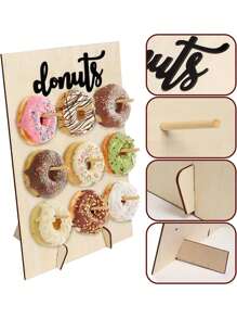 1 Set Donut Wanddisplay Ständer aus Holz, wiederverwendbarer Donut Halter Platte für 9 Donuts, Donut Speisen Buffet Display für Hochzeiten, Baby-Shower, Geburtstags-Feiern und mehr Dekorationen
