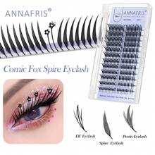 ANNAFRIS 12 rangées de rallonges de cils manga renard, spire Eif Pteris, frisure C/D de 8 à 15 mm mélangée, amas de cils bandes de style manga, look naturel volumineux et moelleux, pour les yeux des femmes et les soirées, pour les professionnels, plus facile à greffer, faux cils légers prémontés en éventail, plumes de style anime, outils de maquillage à fleurs automatiques, pour les débutants dans les salons de beauté, cils manga, amas de cils bandes de style manga, amas de cils, faux cils individuels, cils, faux cils - Noir - Voir 4