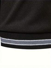 Men's Casual Golf Polo Shirt For Summer, With Stylish Embroidery And Short Sleeve Zipper Design - màu đen - Xem 5