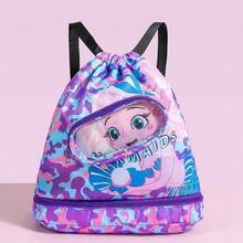 Mochila impermeable con compartimentos separados para mojado y seco, con estampado de dibujos animados, organizador de equipos de natación, bolsa de almacenamiento de playa con cordón para artículos de tocador - Multicolor - Ver 13