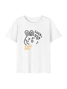 200g Pure Cotton T-Shirt 2025 Summer Ladies New Short Sleeve Pure Cotton Holiday Pattern Short Sleeve Round Neck Couple Wear Small Shirt Tops
