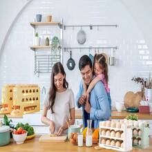 4 Pcs - 3-Layer Plastic Foldable Egg Rack, Refrigerator Egg Storage Box, Cabinet Egg Divider, White Egg Storage Rack - With Counter, Can Hold 30 Eggs, Flip Cover Design, Kitchen Storage Box, Egg Storage Egg White Separator Shipped Randomly - Multicolor - View 11