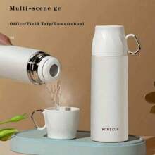 Bouteille isotherme en acier inoxydable pour boissons chaudes et froides avec couvercle étanche et gobelet intégré, triple isolation murale, boissons chaudes 6-12h, parfait pour le café et le thé, lavable au lave-vaisselle