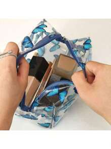1/2 piezas Bolsa de cosméticos con patrón floral pequeño, estuche portátil de artículos de tocador adecuado para mujeres para viajes, vacaciones y uso diario
