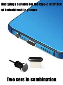 1pc Type-C USB Data Port Dust Plug, Phone Charging Port, Power Connector, Metal Dust Plug With Glossy Finish