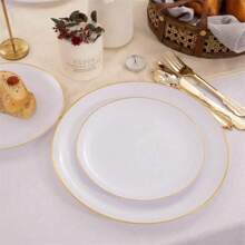 1 Set de 25 piezas de Platos Redondos para Pasteles y Postres en Platino, que incluye (Platos Laterales de 7.5 Pulgadas/10.25 Pulgadas) y Tazones Premium para Ensalada de Frutas, reutilizables y fáciles de limpiar. Ideal para bodas, San Valentín, cumpleaños y reuniones festivas