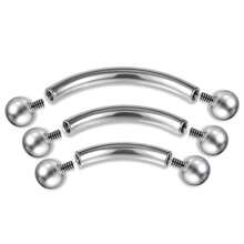 Set de 3 piezas de joyas para perforaciones de ceja, cartílago, labio y daith, de acero quirúrgico en formas de barras curvadas de 6mm, 8mm y 10mm, calibre 16G, para mujeres y hombres