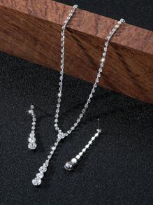 2 pièces Set de collier et boucles d'oreilles étincelants pour femmes, accessoires de bijoux de mariée élégants pour soirée