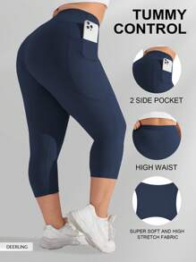 Women's Plus Size Capri Leggings High Waist Tummy Control, Stretchy Yoga Workout Pants (XL-5X) - Spandex Elastic Fit