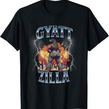 Camiseta con el meme "Gyatt Zilla Thic Zilla" para la Generación Z y Alpha - Negro - Ver 1