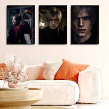 1 pièce Affiches artistiques murales avec cadre en option Résident Evil 4 Remake Ace Agent Leon et Wong Imprimé HD Rétro Œuvre murale, Convient pour le salon, la chambre de garçon, décoration de la maison canevas Pop-Up.
