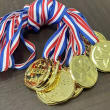 10 piezas de Medallas con forma de estrella de cobre, plata y oro, de material PP duradero, recuerdos para fiestas deportivas, adecuadas para escuela, premios de juegos, competiciones deportivas, recompensas, regalos de fiesta y decoraciones