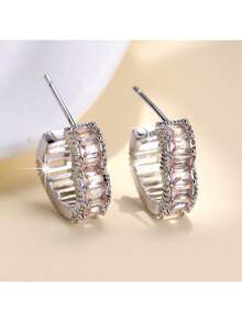 1 对简约心形精致女士耳环，百搭且