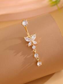 1pc Stainless Steel Butterfly 3-Ring Belly Button Piercing With 5mm Zirconia Stone, Sexy Women's Belly Button Jewelry