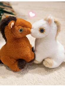 1PC 23cm/9.05英寸仿真小马公仔毛绒玩具白色小马飘星马玩偶布娃娃十二生肖马年吉祥物仿真马家居装饰玩偶