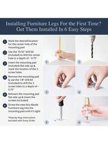 Acrylic Furniture Legs With Gold Caps - Mid Century Legs For Couch, Sofa, Chair, Table, Dresser, Bed, Cabinet - Furniture Feet Are Easy To Install & Include Installation Hardware - Set Of 4, 6 Inches - 6 Inches - View 8