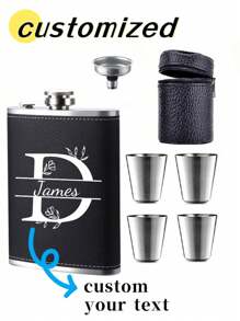 Frascos de aço inoxidável personalizados com impressão de letras, mini garrafa de licor de aço inoxidável portátil e compacta para exterior, presente