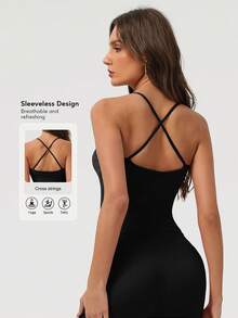 Sodalemon Women Cross Back Sleeveless Sport Training Run Padded High Support Outdoor Yoga Tank Top