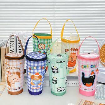 1pc Cartoon Animal Insulated Cup Sleeve, Carrying Pouch For Coffee/Milk Tea Cup, Portable, Suitable For Students