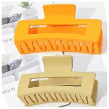 2 件装 牛油果绿渐变色简约百搭粗大号 8.5 厘米方形发夹夏季 - 彩色 - 查看 6