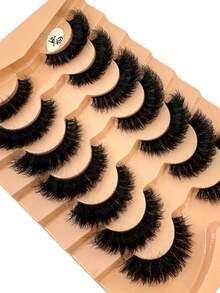 HBZGTLAD 7pcs/Pack Thick & Natural Look False Eyelashes, Includes Cat Eye, Wispy, Flare Styles, Giving Lashes A Fanned Out 3D Fluffy Russian Doll Effect For Natural Extension - màu đen - Xem 4