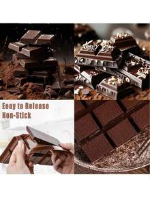 1pc Brown Silicone Chocolate Mold, Easy Unmold Rectangular Dessert Mold - Chocolate Brown - View 3