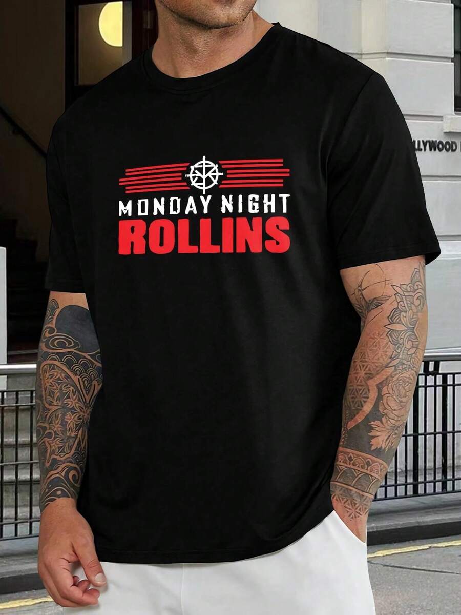 Camiseta de lucha libre WWE de Seth Rollins - Camiseta negra para hombre y mujer inspirada en Monday Night Raw - Camiseta informal cómoda y elegante - Regalo perfecto para los fanáticos de la lucha libre - Negro - Ver 1